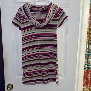 Two Hearts Maternity Striped Dress with Cowl Neck